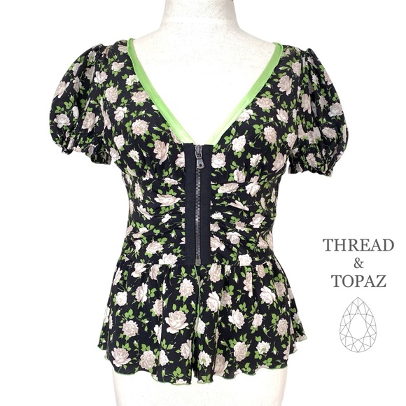 Dolce & Gabbana Zip Front Corset Peplum Top Roses - Picture 1 of 9